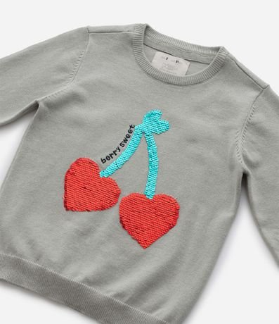 Suéter Infantil con Bordado Cerezas en Lentejuela - Talle 1 a 5 años 5