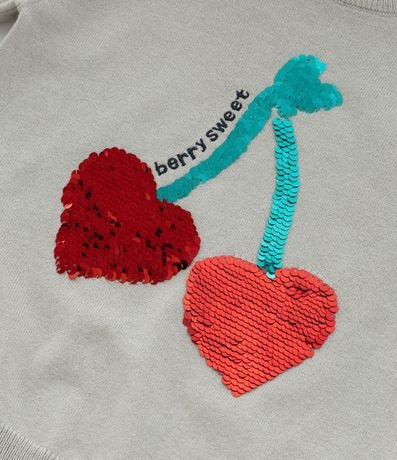 Suéter Infantil con Bordado Cerezas en Lentejuela - Talle 1 a 5 años 6