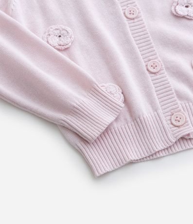 Cardigan Infantil en Punto con Flores Aplicadas - Talle 1 a 5 años 3
