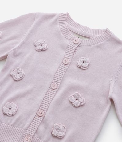 Cardigan Infantil en Punto con Flores Aplicadas - Talle 1 a 5 años 4