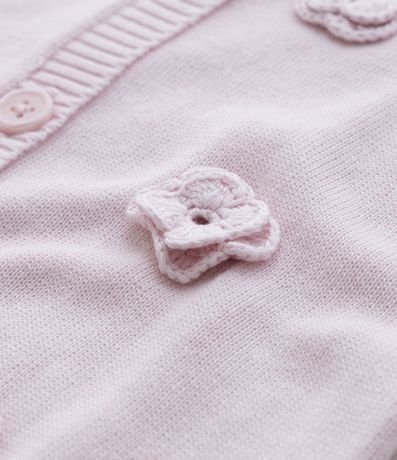 Cardigan Infantil en Punto con Flores Aplicadas - Talle 1 a 5 años 5
