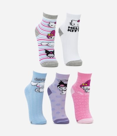Kit 05 Medias Infantil con Estampado Hello Kitty - Talle 23  a 38 2