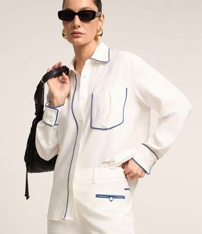 Camisa en Viscosa con Bolsillo Delantero y Detalles Contrastantes 3