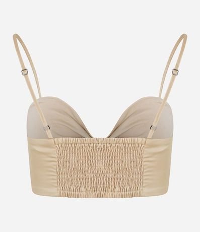 Blusa Cropped Satinada con Bretel Fino y Lazo en el Escote 6