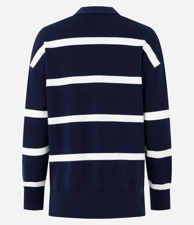 Cardigan en Punto con Abotonado Delantero y Estampado Rayado 8