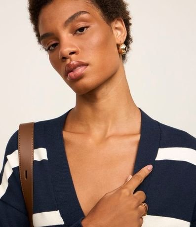 Cardigan en Punto con Abotonado Delantero y Estampado Rayado 4