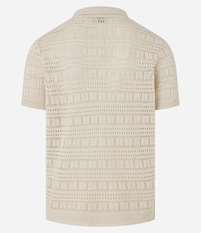 Remera Polo con Textura Patchwork y Cuello en V 7