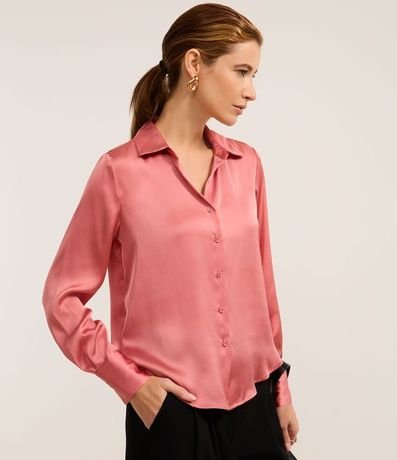 Camisa Satinada con Caida Leve y Manga Larga 1