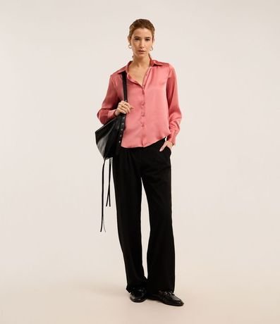 Camisa Satinada con Caida Leve y Manga Larga 2