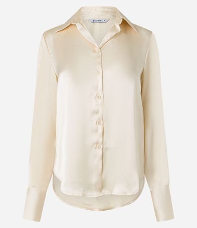 Camisa Satinada con Caida Leve y Manga Larga