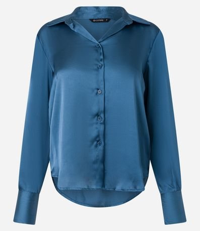 Camisa Satinada con Caida Leve y Manga Larga 5