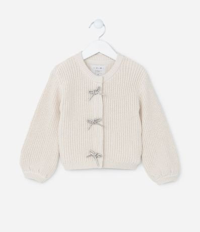 Cardigan Infantil en Punto con Lazos en Strass - Talle 1 a 5 años