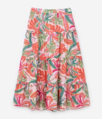 Pollera Larga en Viscosa con Volados y Estampa de Follajes Curve & Plus Size 5