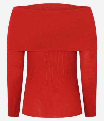 Blusa Hombro a Hombro en Punto Canelado con Escote Virado 8