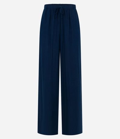 Pantalón Fluída en Viscosa y Lino con Lazo en la Cintura 5