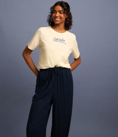 Pantalón Fluída en Viscosa y Lino con Lazo en la Cintura 2