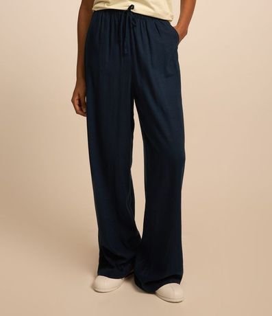 Pantalón Fluída en Viscosa y Lino con Lazo en la Cintura 3