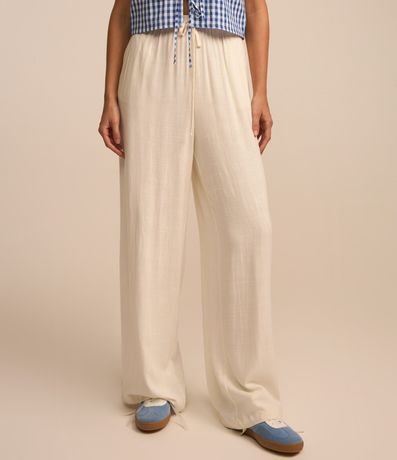 Pantalón Fluída en Viscosa y Lino con Lazo en la Cintura 3