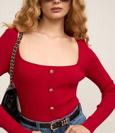 Blusa Cropped de Punto con Botones 3