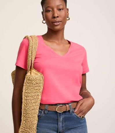 Blusa Básica en Media Malla con Escote V