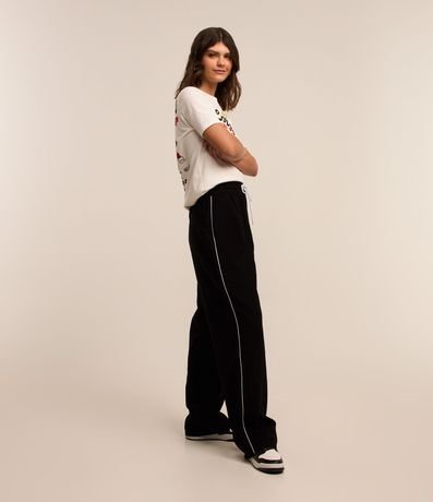 Pantalón Sastrería con Detalle Contrastante y Elástico en la Cintura