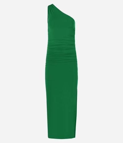 Vestido Midi en Poliamida con Un Hombro y Fruncido 5