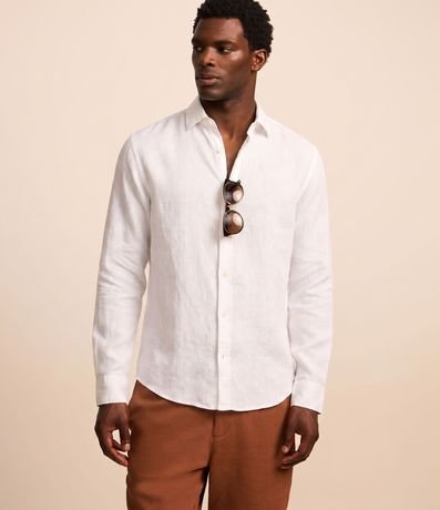 Camisa Comfort en Lino y Cuello con Solapa