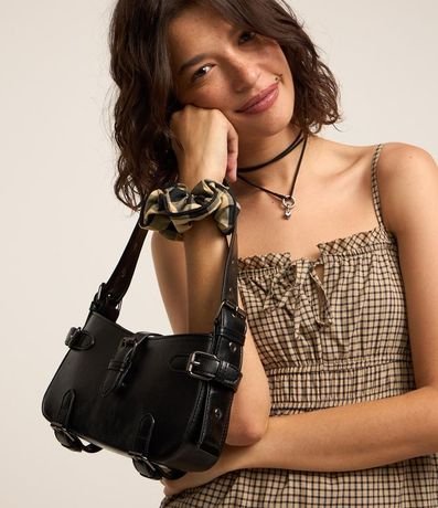 Bolsa Baguette Pequeña en PU con Solapas y Hebillas 1