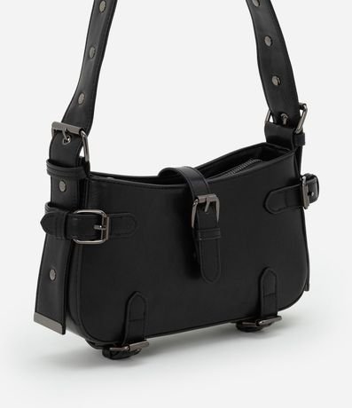 Bolsa Baguette Pequeña en PU con Solapas y Hebillas 2