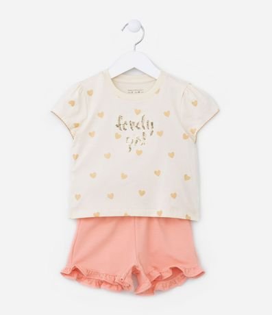 Blusa Infantil con Estampado de Corazones con Lentejuelas - Talle 1 a 5 años