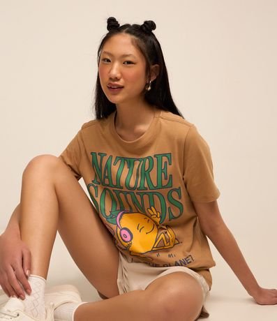 Remera Alargada en Algodón con Estampa Nature Sounds