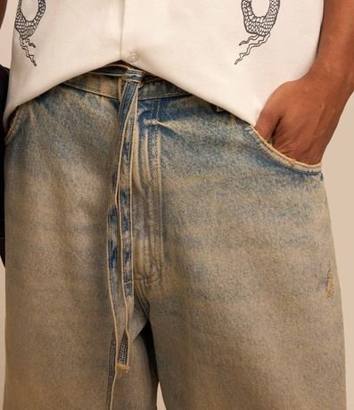 Bermuda Jorts Super Baggy en Jeans con Cinturón Lazo 4