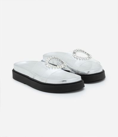 Sandalia Plana con Parte Superior en Vinil y Enfeite de Pedrería 2