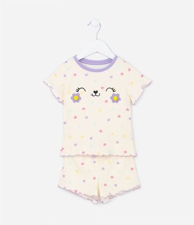 Pijama Infantil Corto con Estampado Carita de Animalito - Talle 1 a 4 años