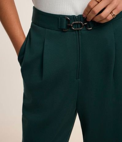 Pantalón Recto Cintura Alta con Hebilla en Ponto Roma 4