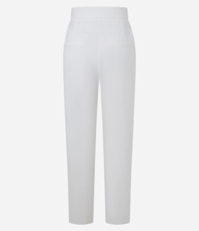 Pantalón Recto Cintura Alta con Hebilla en Ponto Roma 7