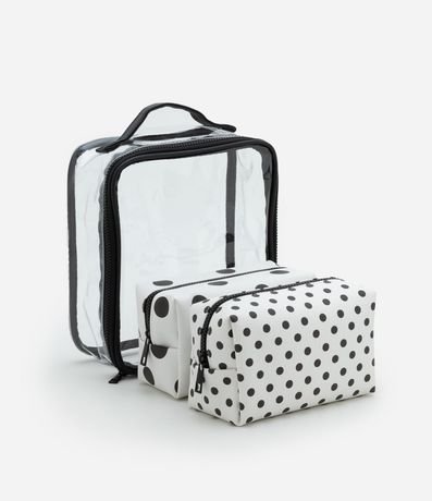 Kit 03 Nécessaires en PU con Estampa de Lunares