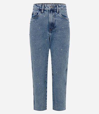 Pantalón Mom Comfort en Jeans con Brillos Bordados 5