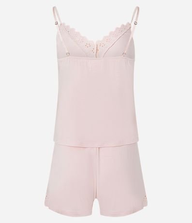 Pijama Short Doll Bretel Fino con Escote Bordado 6