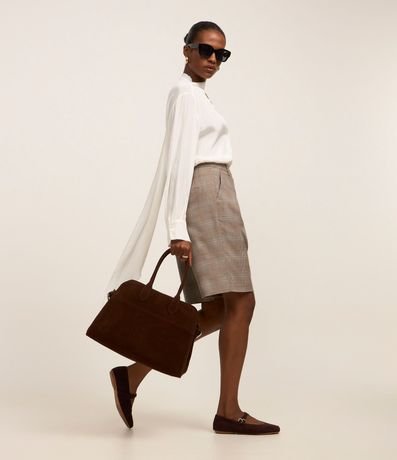 Blusa Office Wear Satinada con Cuello Lazo 5