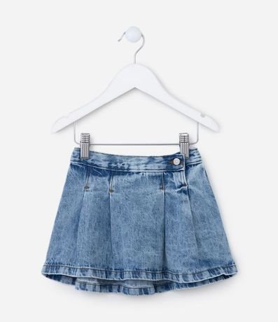 Pollera Infantil en Jeans con Pliegues - Talle 1 a 5 años