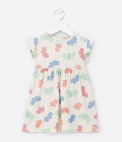 Vestido Infantil en Algodón con Volados y Estampa Mariposas - Talle 1 a 5 años 2