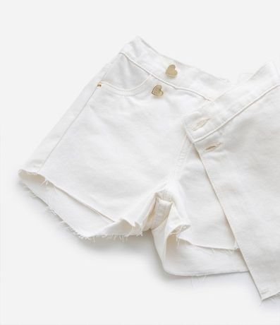 Short Pollera Infantil en Sarga con Botones Corazón y Terminación Deshilachada - Talle 1 a 5 años 6