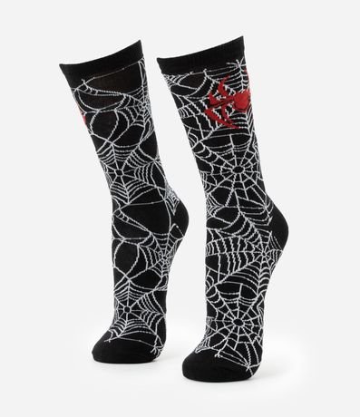 Media Caña Larga en Algodón con Estampa Spider-Man