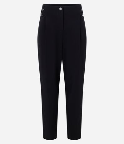 Pantalón Carrot Tiro Alto con Hebillas Laterales y Pliegues