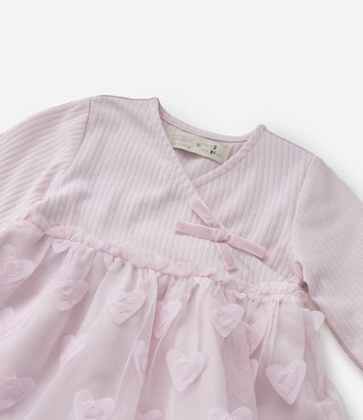 Vestido Infantil con Pollera de Tule de Corazones - Talle 1 a 5 años 5