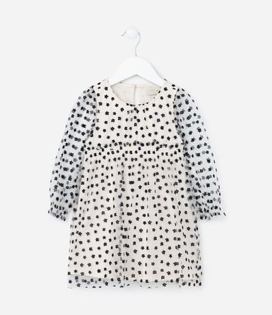 Vestido Infantil en Tule con Estampa Floral - Talle 1 a 5 años