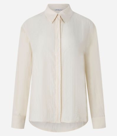 Camisa Satinada con Efecto Arrugado