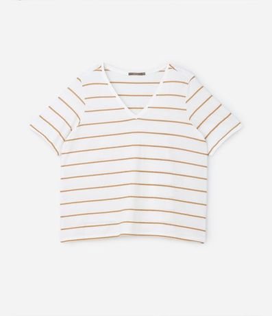 Blusa en Algodón Rayada con Cuello V Curve & Plus Size 5