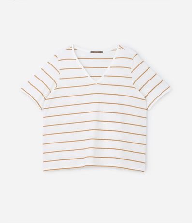 Blusa en Algodón Rayada con Cuello V Curve & Plus Size 6